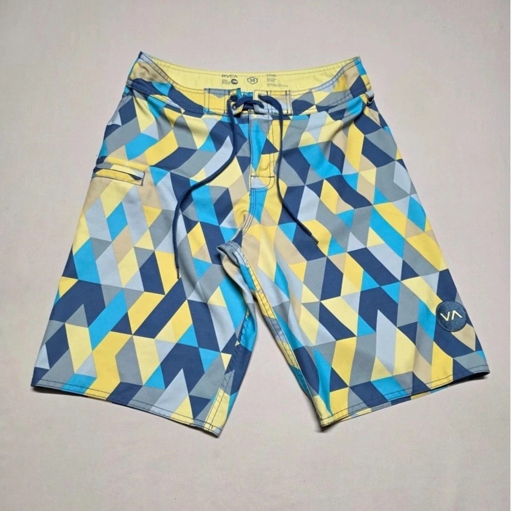 RVCA ANP Men Board Shorts Size 30 Geometric Drawstring Cargo Pocket